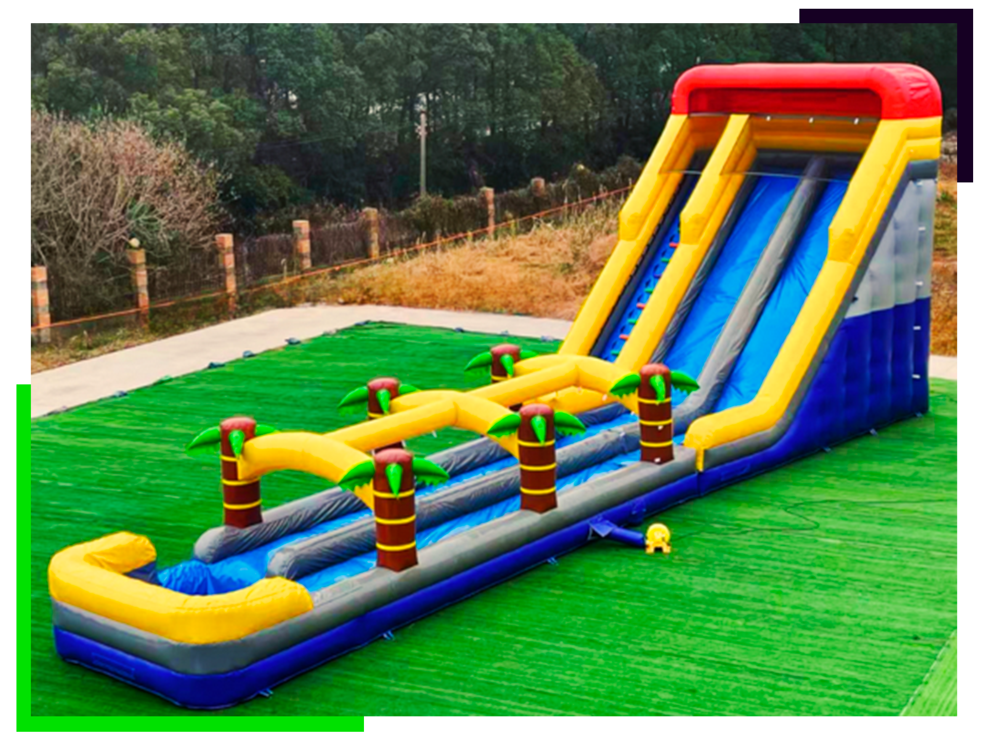 hinchable tobogan con palmeras